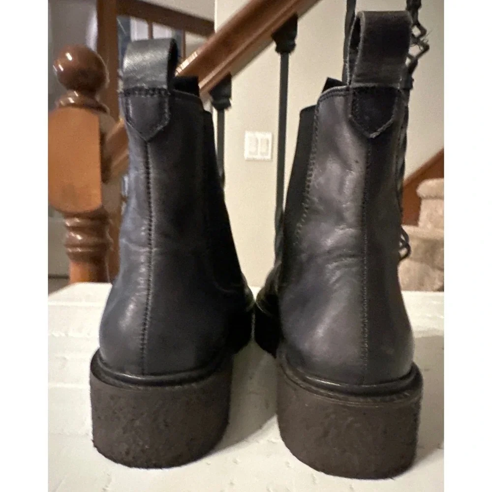 Free People Carmel Black Leather Platform Chelsea Boots 38 Grunge Whimsigoth